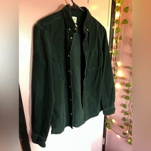 Green H&M Corduroy Flannel button down size small